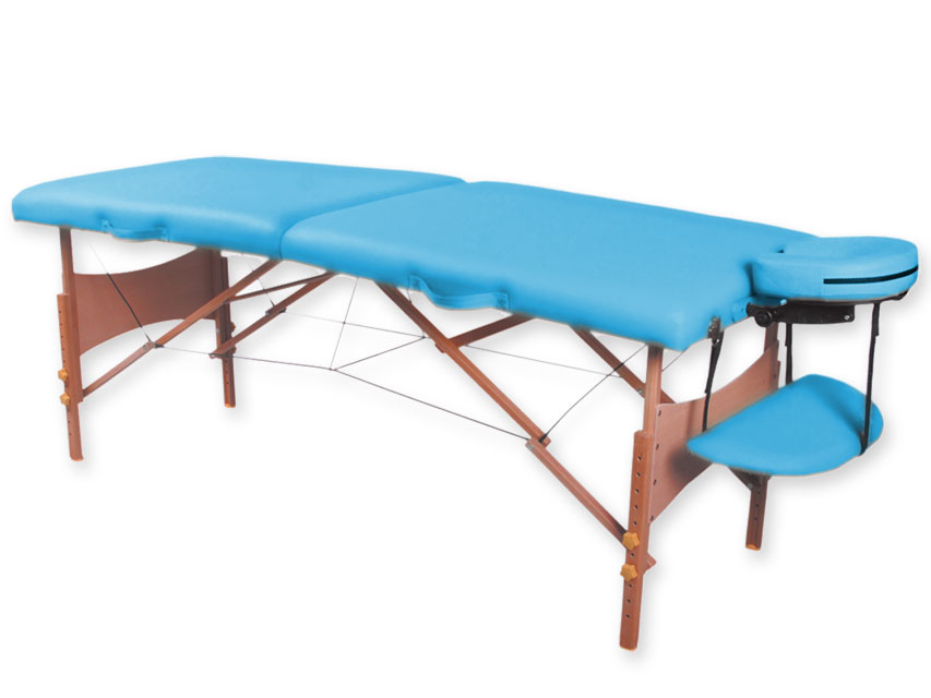 Masāžas galdi, 2-Section WOODEN MASSAGE TABLE - turquoise