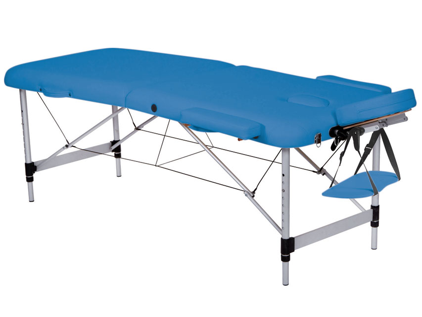 Masāžas galdi, 2-Section ALUMINIUM MASSAGE TABLE - blue