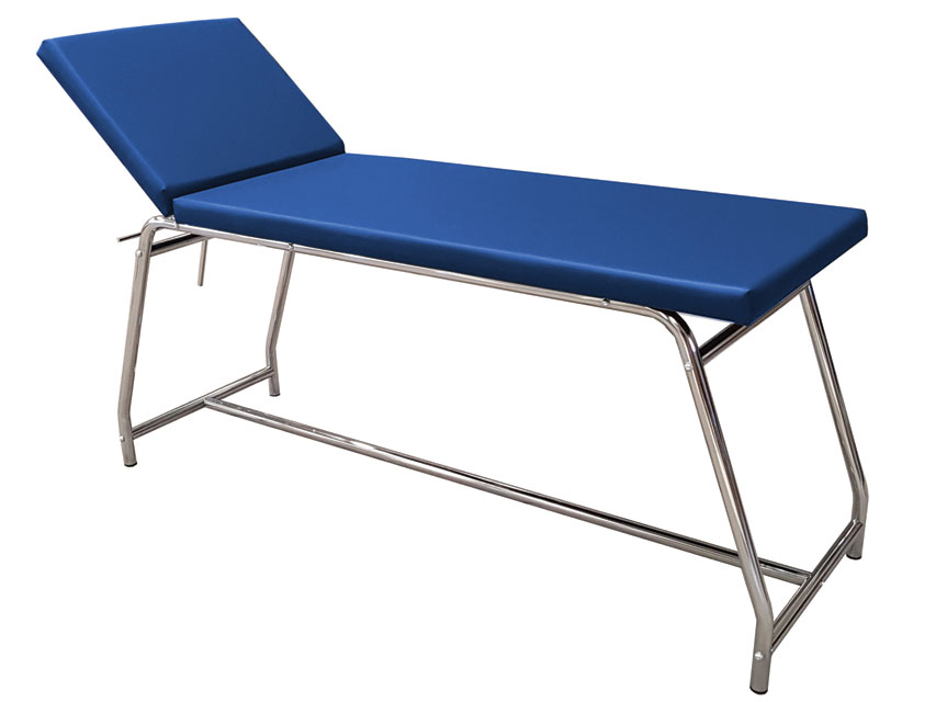 Mehāniski regulējamas, Examination COUCH load 120 kg - chromed. blue mattress