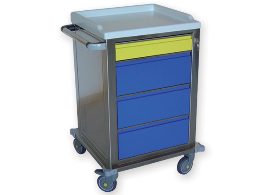 Ratiņi (galdiņi uz riteņiem), Modular TROLLEY stainless steel with 1 plus 3 drawers