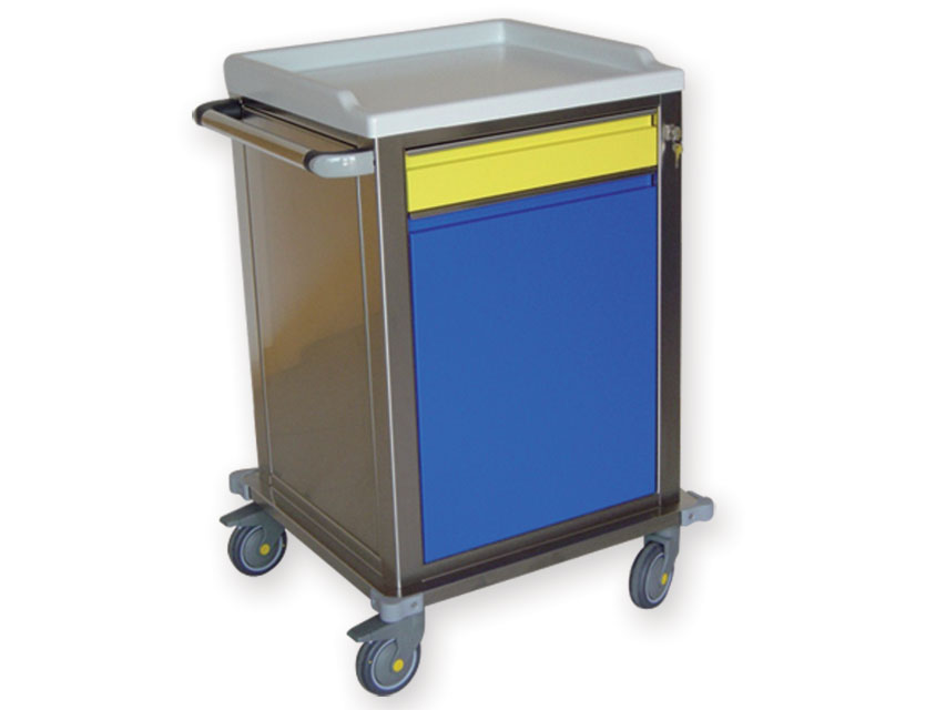 Ratiņi (galdiņi uz riteņiem), Modular TROLLEY stainless steel with 1 drawer plus 1 shelf