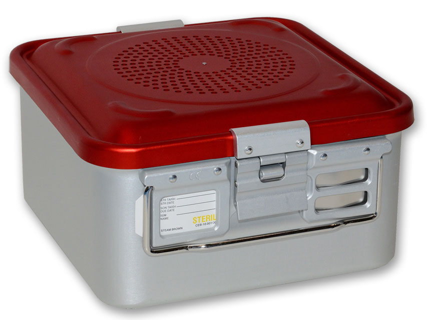 CONTAINER WITH FILTER small, 2 CONTAINER WITH FILTER small h 150 mm - red