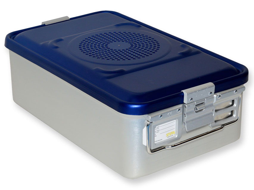 Konteinneris ar filtru,mazs h 150 mm-zils-ar perforāciju, CONTAINER WITH FILTER medium h 150 mm - blue - perforated