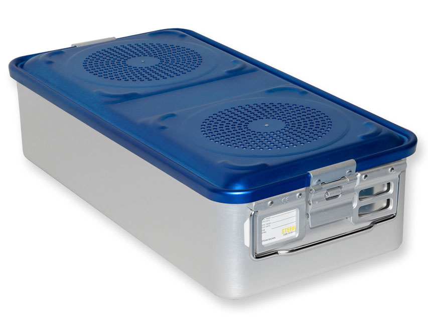 CONTAINER WITH FILTER large blue - perforated, CONTAINER WITH FILTER large h 150 mm - blue - perforated