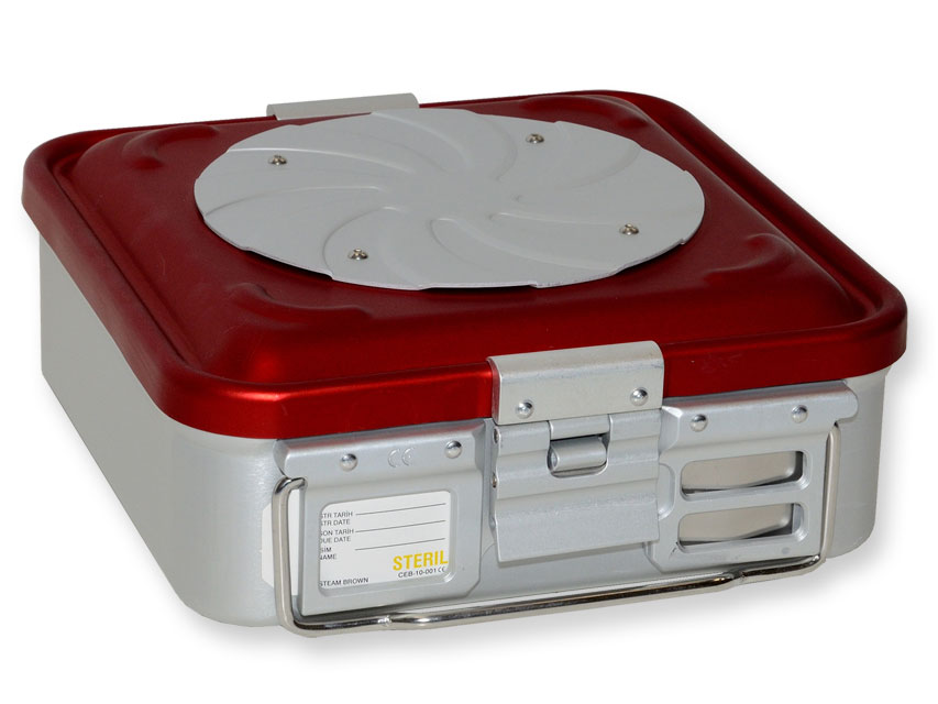 CONTAINER WITH VALVE small red, Konteineris ar vārstu-mazs h 100 mm-sarkans