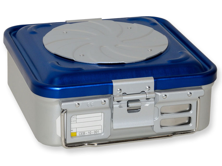 CONTAINER WITH VALVE small - blue - perforated