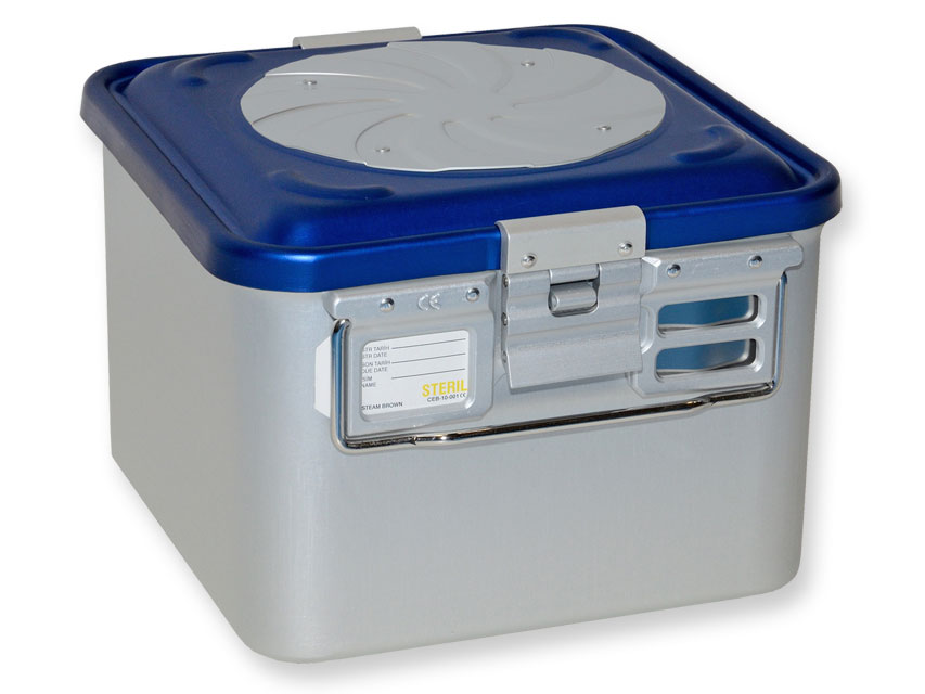 CONTAINER WITH VALVE small - blue - perforated, CONTAINER WITH VALVE small h 200 mm - blue - perforated