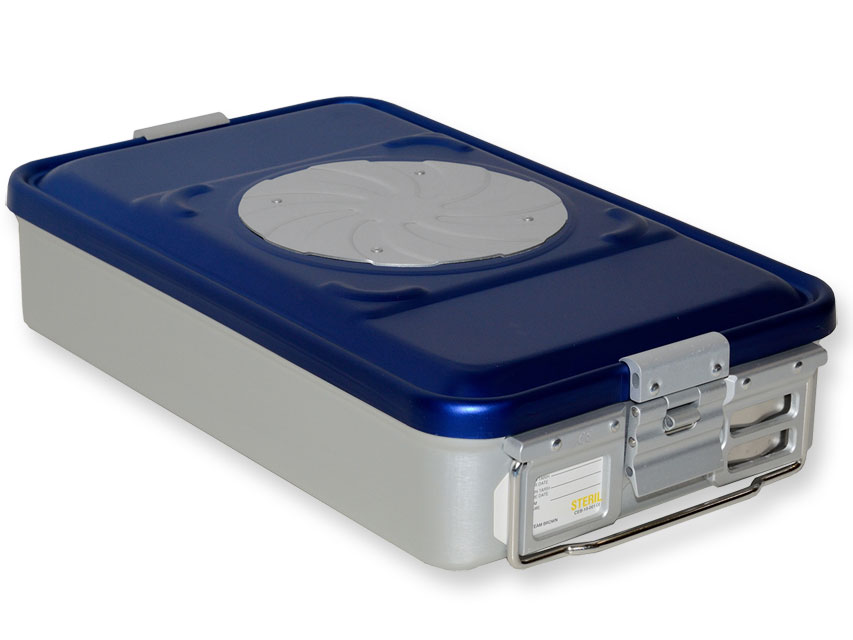  CONTAINER WITH VALVE medium - blue - perforated, Konteineris ar vārstu-vidējs h 100 mm-zils-ar perforāciju