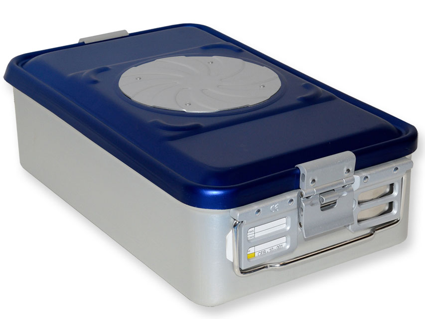  CONTAINER WITH VALVE medium - blue - perforated, CONTAINER WITH VALVE medium h 135 mm - blue - perforated