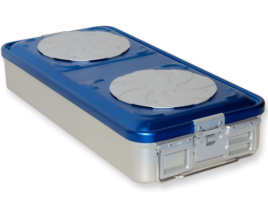 CONTAINER WITH VALVE large - blue - perforated (