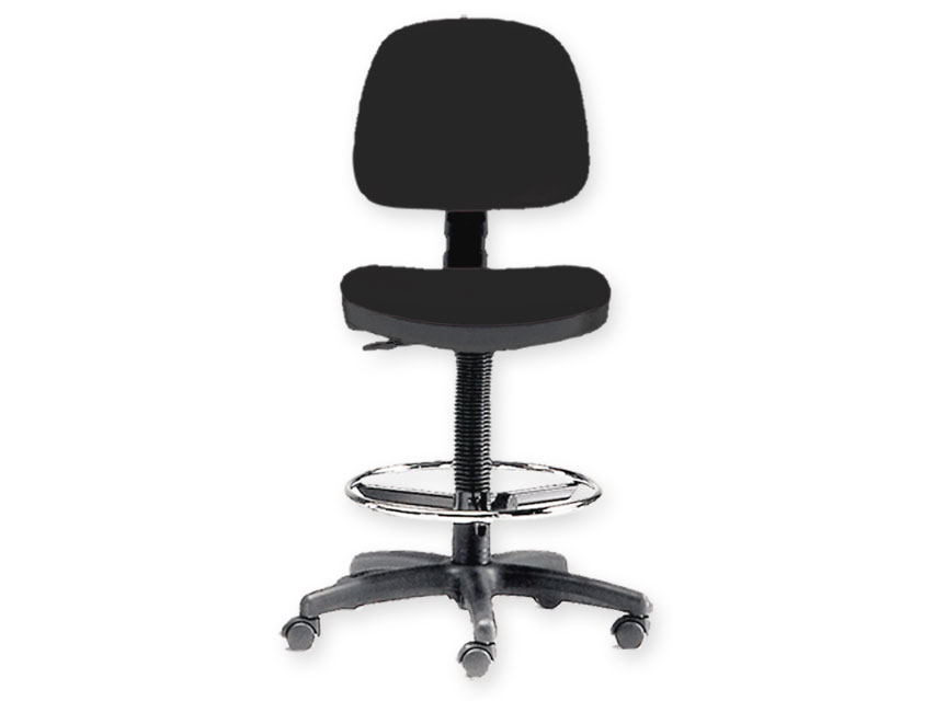 Krēsli, STOOL with backrest and ring - black
