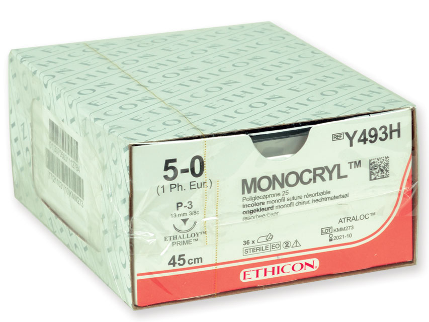 Šujamais materiāls, ETHICON MONOCRYL ABSORBABLE SUTURES - gauge 5/0 needle 13 mm