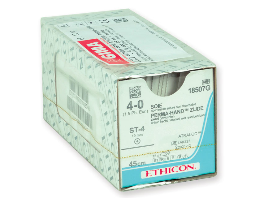 ETHICON PERMA-HAND SILK SUTURES - braided, ETHICON PERMA-HAND SILK SUTURES - gauge 4/0 needle 19 mm - braided - straight