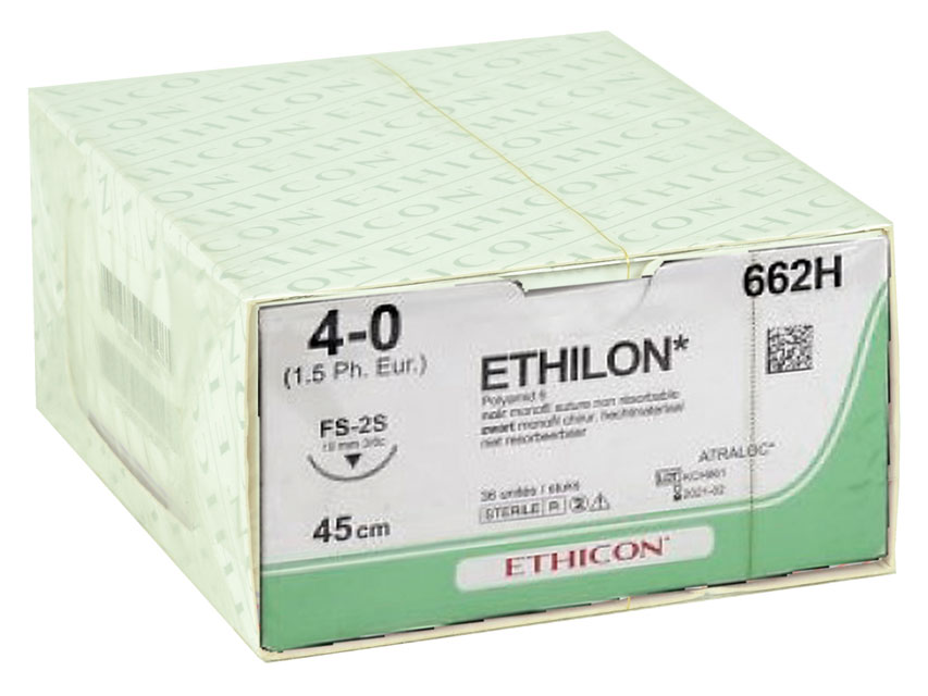 ETHICON ETHILON MONOFILAMENT SUTURES, ETHICON ETHILON MONOFILAMENT SUTURES - gauge 4/0 needle 19 mm