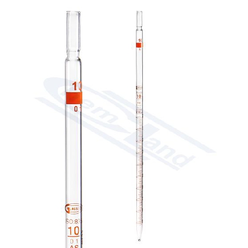 Stikla pipete 10ml. A klase, iedal. 0,10ml