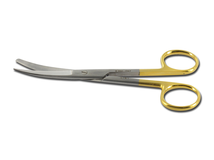 Gold šķēres izliektas, gold scissors curved blunt/sharp - 14.5 cm1
