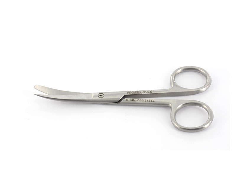 Izliektas šķēres - strupas/asas, Šķēres liektās ar vienu asu un vienu noapaļotu galu. 11.5cm