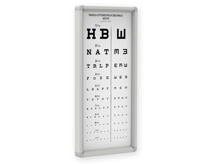 Redzes pārbaudes tabula bez apgaismojuma, Redzes pārbaudes tabula bez apgaismojuma Mixed decimals, 3m