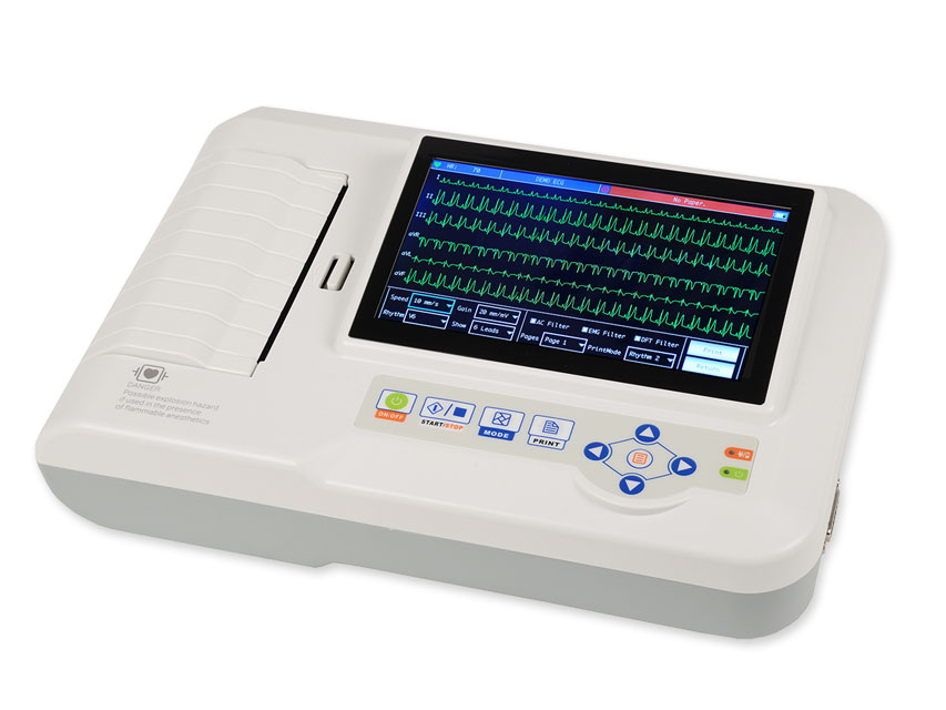 Elektrokardiogrāfi 6-12 kan, 600G ecg - 3/6 kanāli ar monitoru