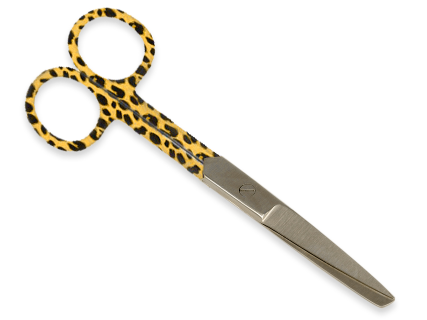 Taisnas šķēres ar jostas klipsi, N/T šķēres - leopard fantasy - strups/ass- 14 cm