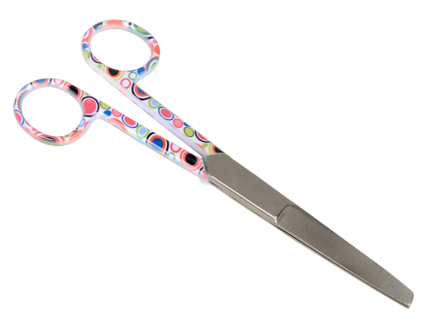 Taisnas šķēres ar jostas klipsi, N/T šķēres - bubbles fantasy - strups/ass - 14 cm