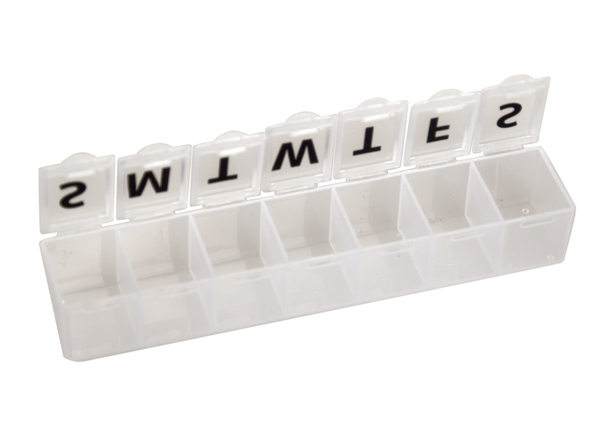 0030 WEEKLY PILL BOX - white - blister - English