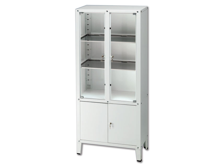 Medikamentiem un instrumentiem, 3 VALUE CABINET - 4 hinged doors - tempered glass