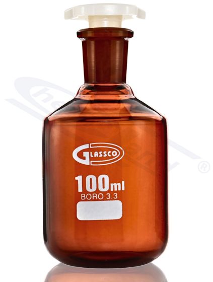 Pudeles BORO 3.3 ar rozetēm, Pudele ar BORO 3,3 WS ORANGE SiO2>80,5 perc GLASSCO PE aizbāzni