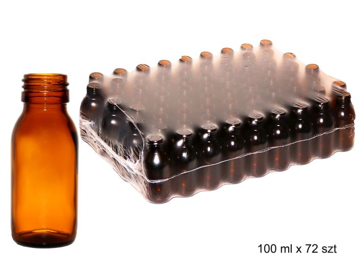 Pudeles ar skrūvējamu vāciņu, Pudele, stikla, farmaceitiska, dzintara krāsā, bez uzskrūvējama vāciņa