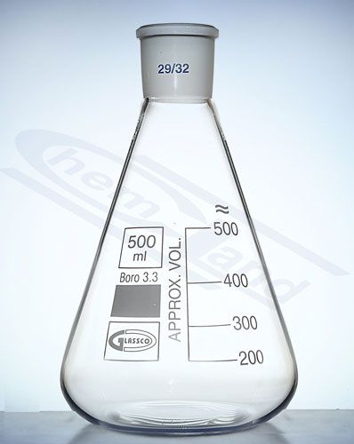 Koniskās kolbas biezas, Erlenmeijera koniskā kolba ar WS. 45/40 tilpums 05000ml GLASSCO