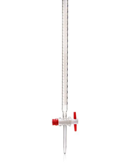 burettes, Birete ar taisnu aizbāzni PTFE bLUE gradācija cl. B CHEMLAND NEW LINE