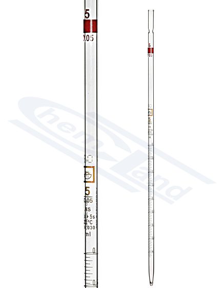 glass pipettes, graduēta pipete CZECH 0,1 (0,01) klase AS partijas Nr. brūna skala