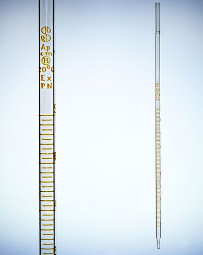 glass pipettes, mērīšanas pipete brūna graduācija cl.B 0,1ml 0 CHEMLAND