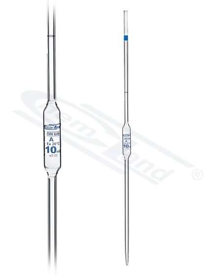 glass pipettes, CHEMLAND NEW LINE 001 cl.A cert.series pipete, sk. Brūna