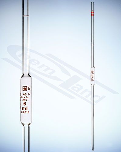 glass pipettes, Viena zīme pipete CZECH AS sērijas sertifikāts gradācija