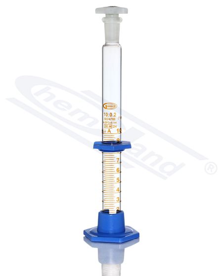 measuring cylinders, Cilindrs ar PP aizbāzni, PP kājiņa, Kl A SERTIFIKĀTS 0010ml, GLASSCO brūna skala