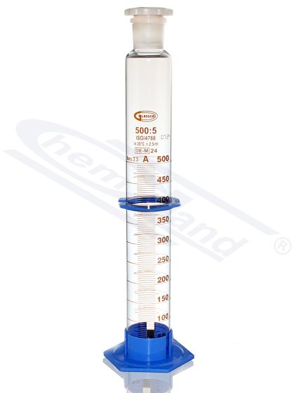 measuring cylinders, Cilindrs ar PP aizbāzni, PP kājiņa, Kl A SERTIFIKĀTS 0010ml, GLASSCO brūna skala