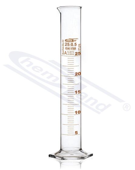 measuring cylinders, CHEMLAND mērcilindrs NEW LINE Kl A sk. BRONZAS SERTIFIKĀTS 0500ml st.stikls