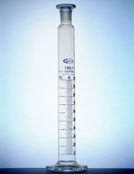 measuring cylinders, cilindrs ar aizbāzni PP A klases partijas sertifikāts 0010ml GLASSCO