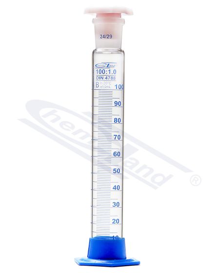 measuring cylinders, mērcilindrs CHEMLAND NEW LINE ar aizbāzni PP  and  pamatne PP 0050ml cl. B
