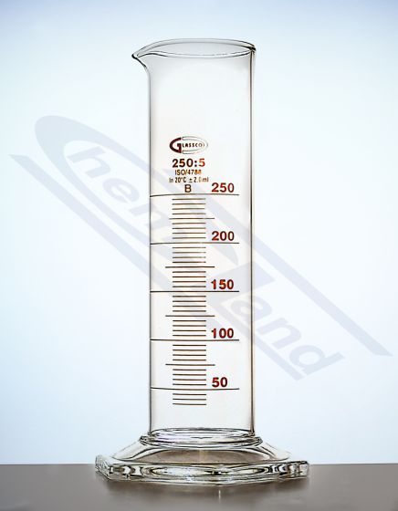 measuring cylinders, cilindrs LOW FORM 0010ml B klases, sešstūra stikla pamatne, brūna gradācija