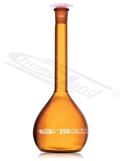 measuring flasks, konusveida kolba CHEMLAND NEW LINE ar CERT. dzintara kl.A 0005ml ligzda 10/19