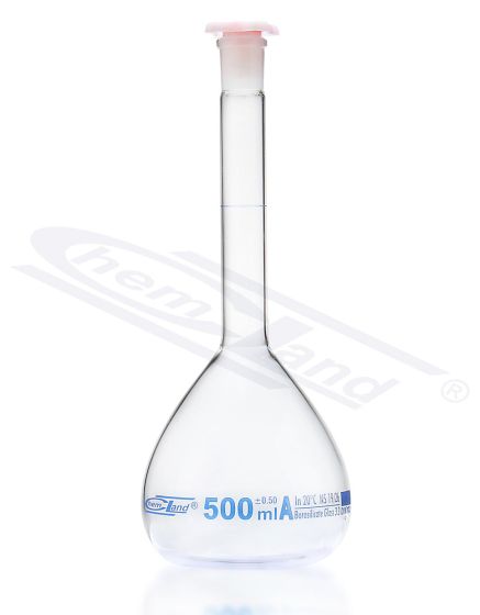 measuring flasks, mērkolba CHEMLAND NEW LINE ar sertifikātu cl.A 0005ml brūna skalas ligzda 10/19