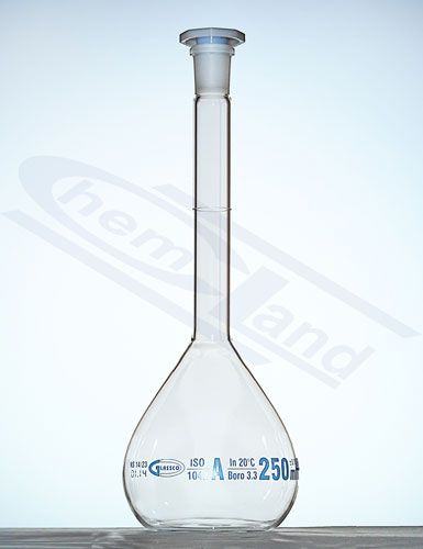 measuring flasks, mērkolba ar A klases partijas sertifikātu 0005ml GLASSCO NS 10/19