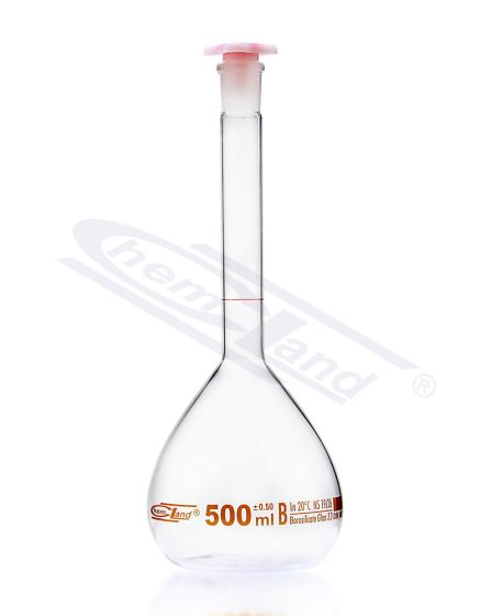 measuring flasks, mērkolba cl.B 0005ml 07/16 CHEMLAND - zila graduācija