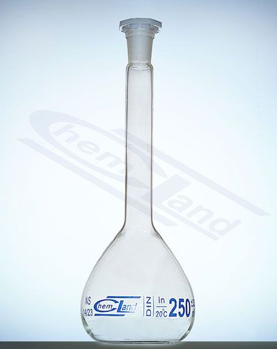 measuring flasks, mērkolba cl.B 0005ml 07/16 CHEMLAND - zila graduācija