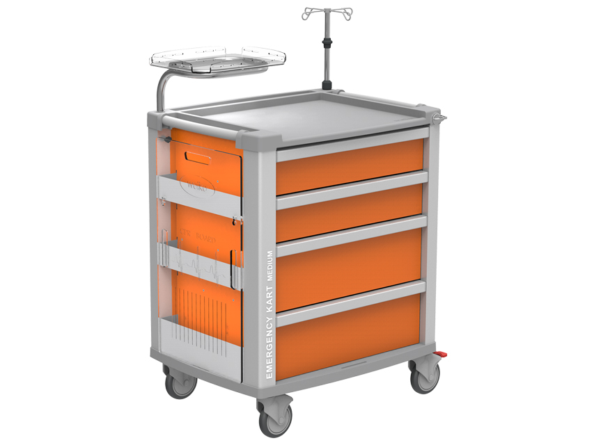 Ratiņi (galdiņi uz riteņiem), 9 EMERGENCY MEDI KART - orange