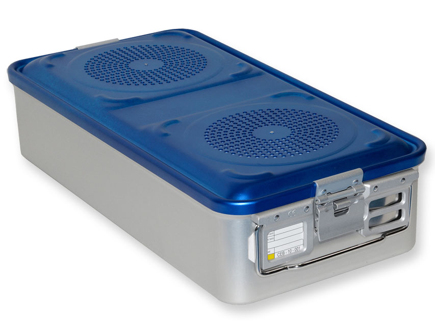 Konteiners ar filtru – liels – zils – perforēts, Konteiners ar filtru – liels, h 135 mm – zils – perforēts