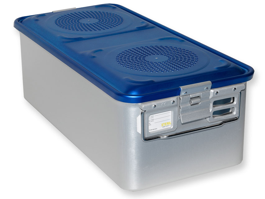 Konteiners ar filtru – liels – zils – perforēts, Konteiners ar filtru – liels, h 200 mm – zils – perforēts