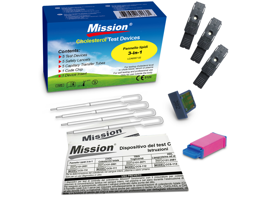 Diagnostic test strips and devices, 3 in 1 LIPID PANEL TEST + CAPILLARY TUBES for 23932